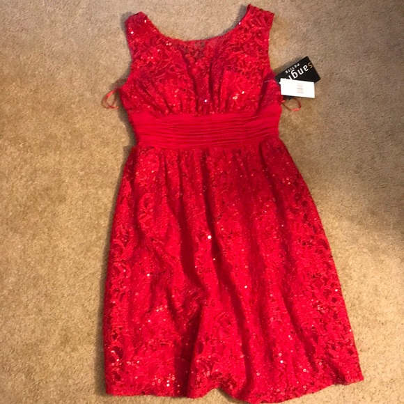 Sangría petite Evening dress Sz 6p W Tags Red Sequins - Picture 1 of 5